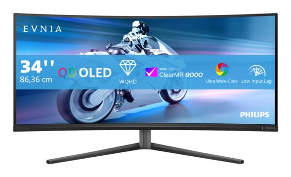 Philips Evnia 34M2C6500 34" QD-OLED skärm 170HZ/1800R/21:9/True Black 400/0,03ms