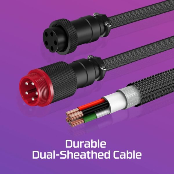 HyperX Coiled Kabel – Ljuslila – USB‑C till USB‑A – 5‑pin Aviator – Snygg & hållbar design - Bild 5