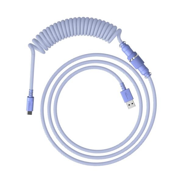 HyperX Coiled Kabel – Ljuslila – USB‑C till USB‑A – 5‑pin Aviator – Snygg & hållbar design