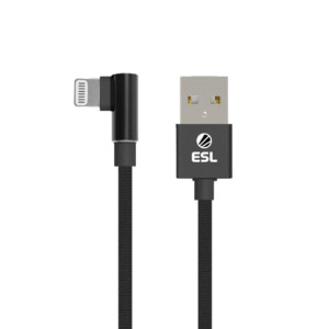 ESL Gaming Kabel 2st – USB A till Lightning – 1 m – Vinklad (L‑formad) kontakt – iPhone/iPad – Flätad & tålig
